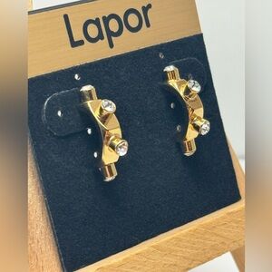 Gold Earrings with Crystal Accents